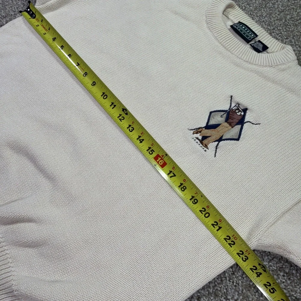 Vintage Cream Jantzen Golf Pullover Sweater Large 90s Classic Embroidered